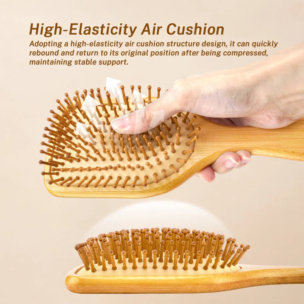 Bamboo Air Cushion Massage Hairbrush – Anti-Static Comb