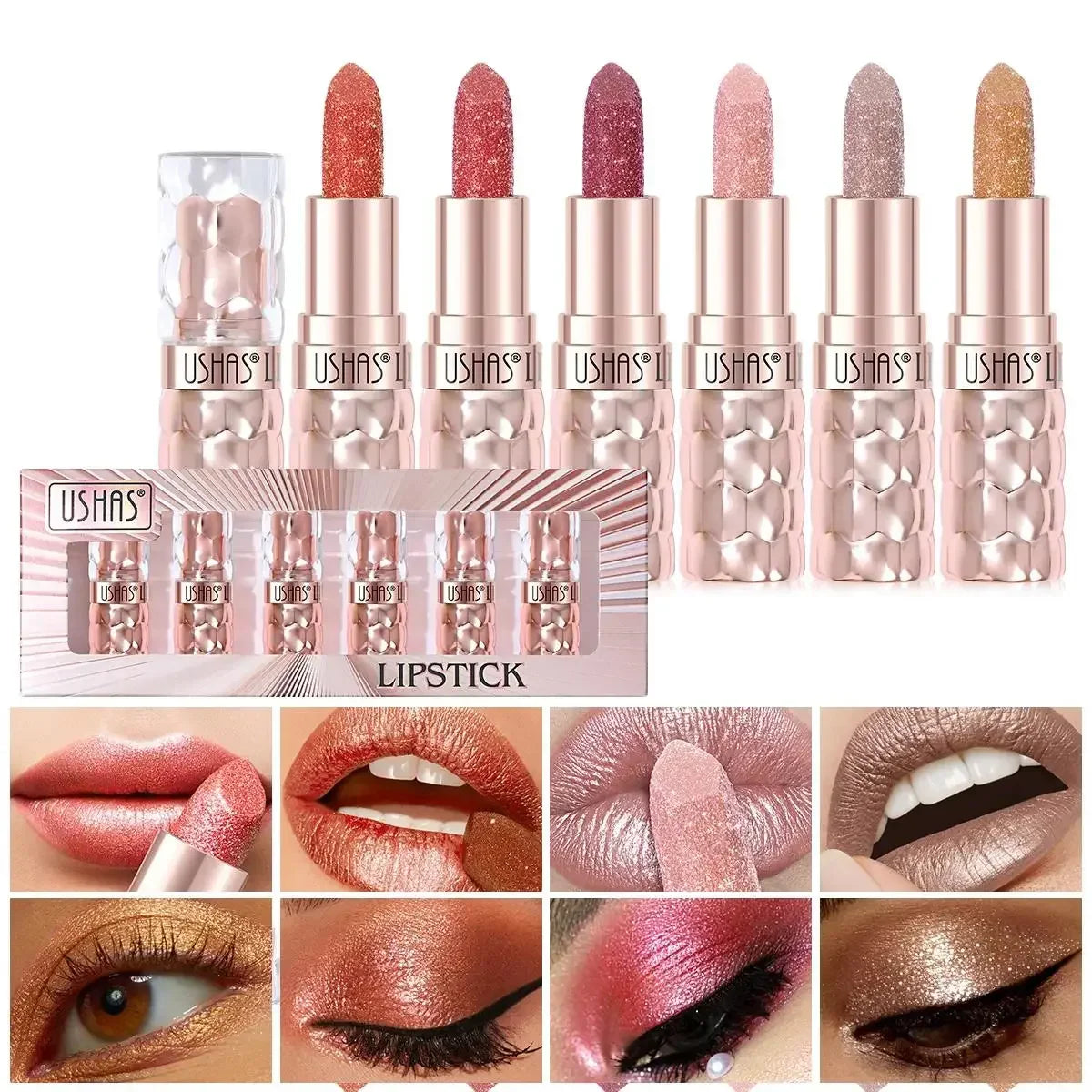 USHAS Metallic Liquid Lipstick Set – Waterproof & Long-Lasting
