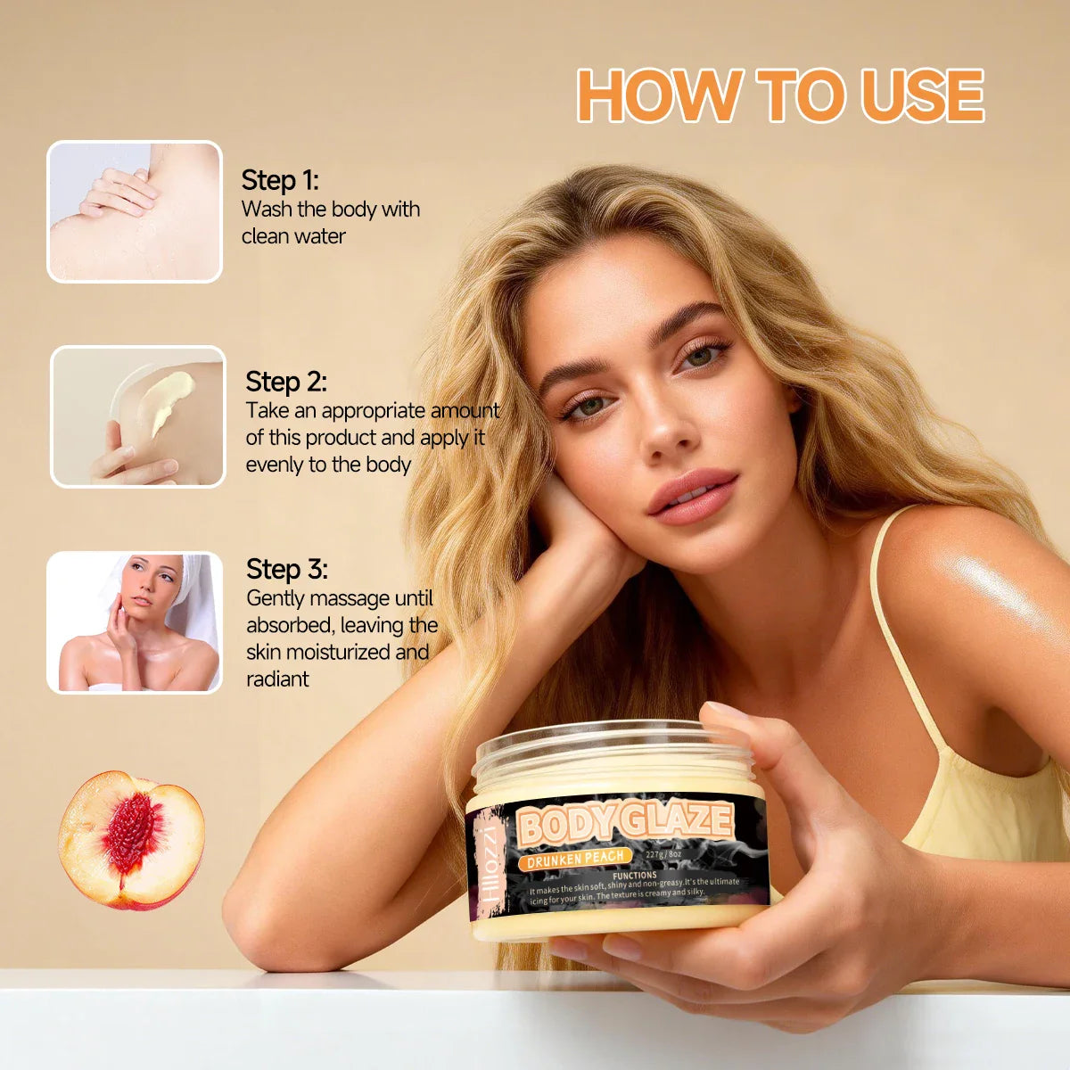 Peach Body Glaze Cream – Moisturize, Protect & Even Skin Tone