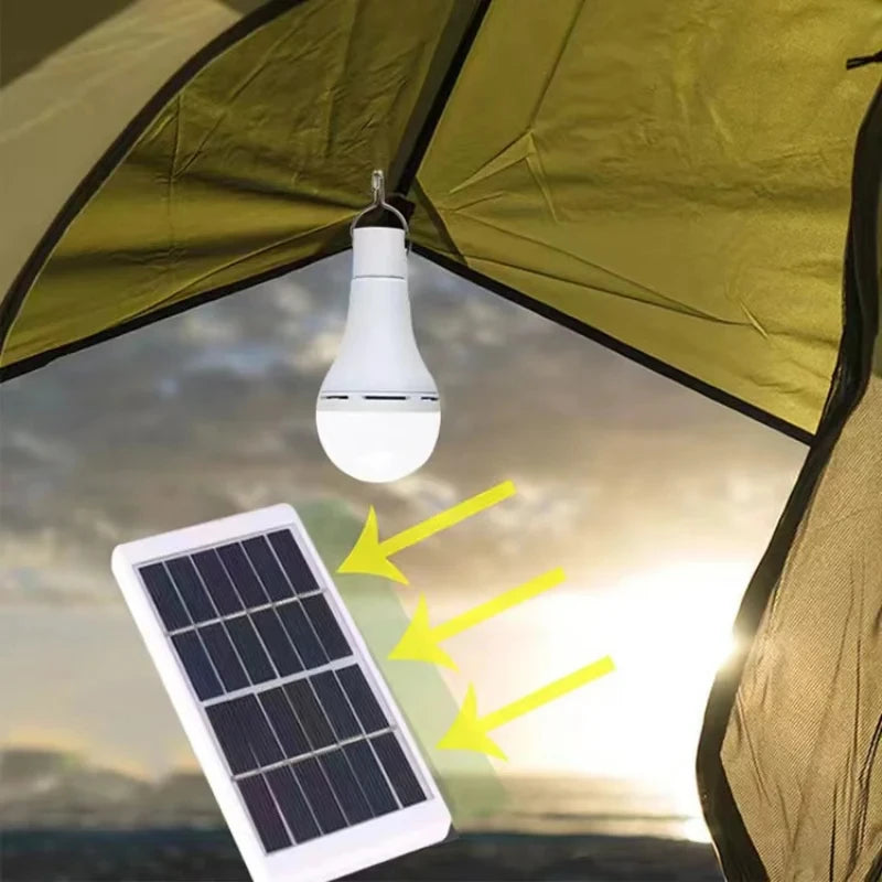 HOMEFISH LED Solar Bulb Light Waterproof Outdoor Charged Hanging Emergency Sunlight Powered Lamp Portable Powerful Indoor House Peaceful Pleasures Health and Wellness
