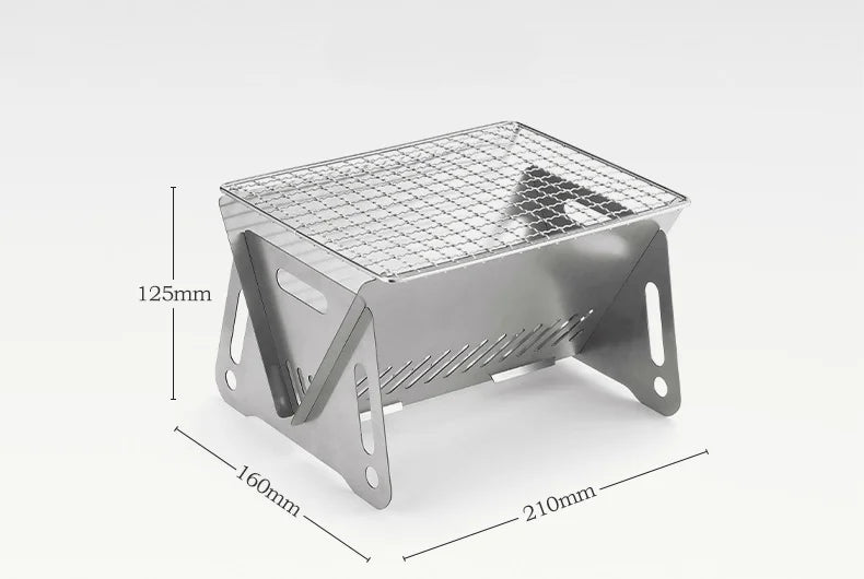 Portable Folding Stainless Steel Camping BBQ Grill & Stove Camping BBQ Grill Peaceful Pleasures Health and Wellness