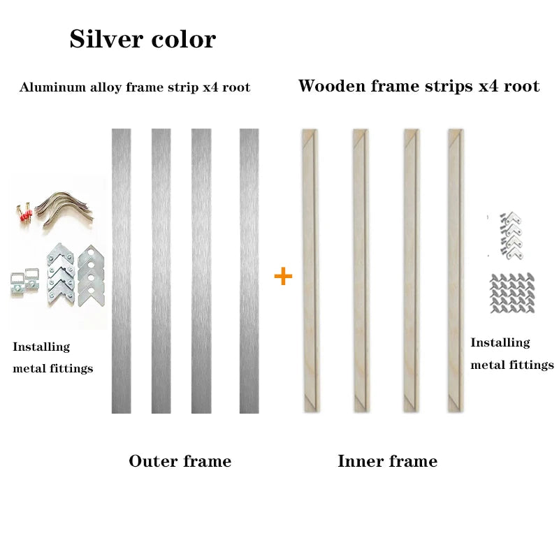 Aluminum Metal Modern Oil Paintings Frame, Floating and Wood Frame,Metal Canvas Prints, Painting Bars for Wall Art, DIY Peaceful Pleasures Health and Wellness Silver customized