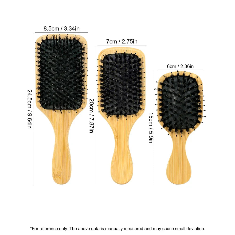 Bamboo Air Cushion Hair Brush – Natural Bristle Detangler