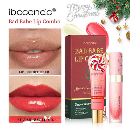 ibcccndc Lip Stain & Oil Set | Strawberry Glossy Hydrating Duo Lip Gloss Set Peaceful Pleasures Health and Wellness 1set