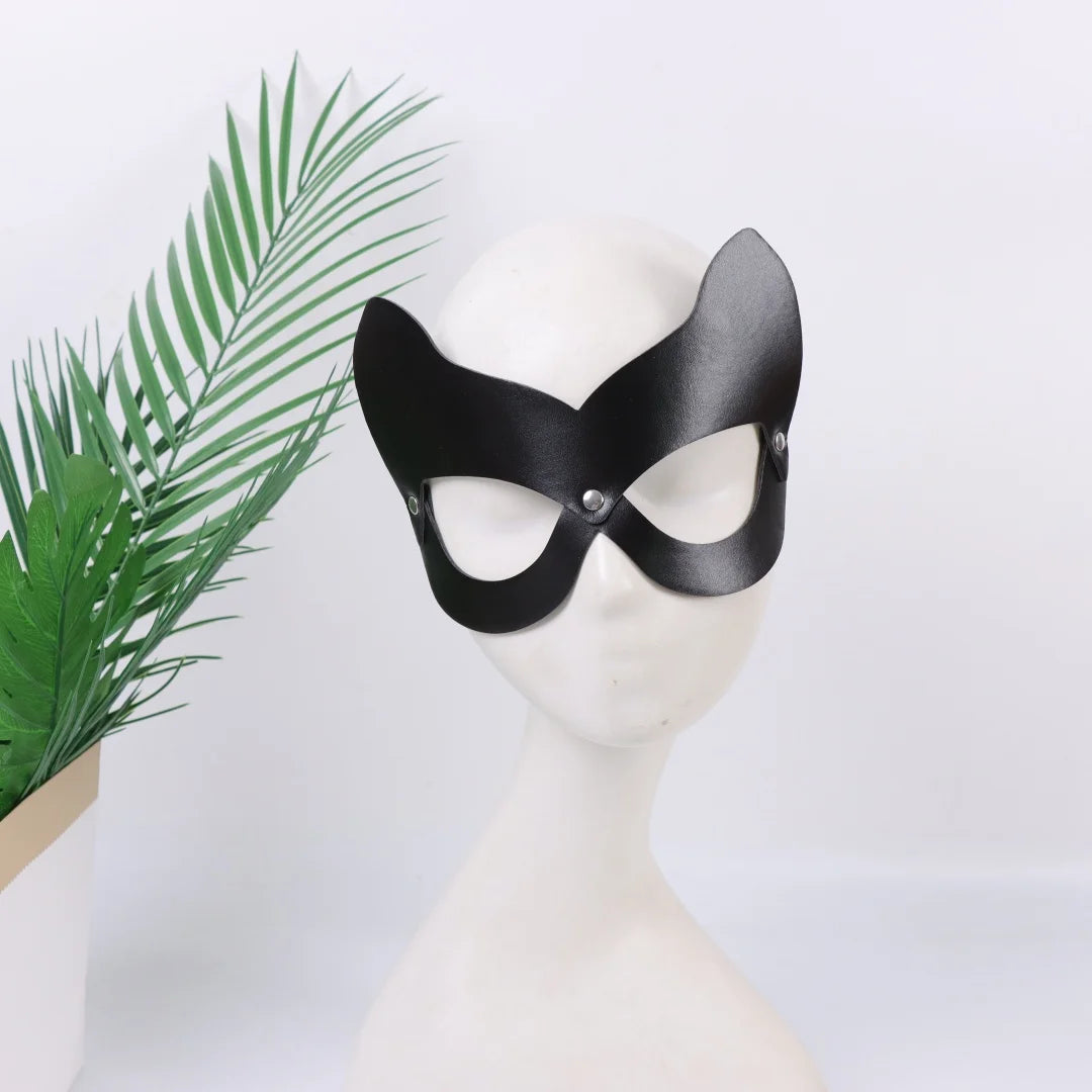 Black Gothic Harajuku Punk Sexy Cat PU Leather Eye Mask Masquerade