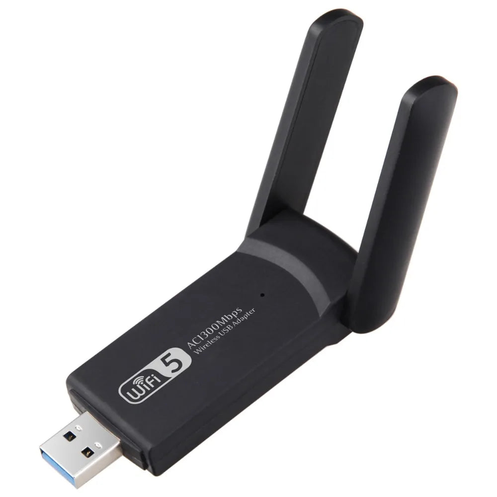 Dual Band WiFi USB Adapter 2 Antenna Design USB3.0 Interface 1300Mbps WiFi Dongle Powerful Receiver Wireless Network Card Peaceful Pleasures Health and Wellness Black