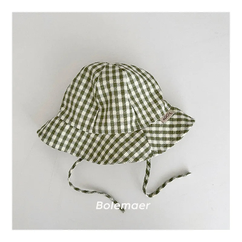 Baby Wide Brim Plaid Bucket Sun Hat | Cotton, Boys & Girls