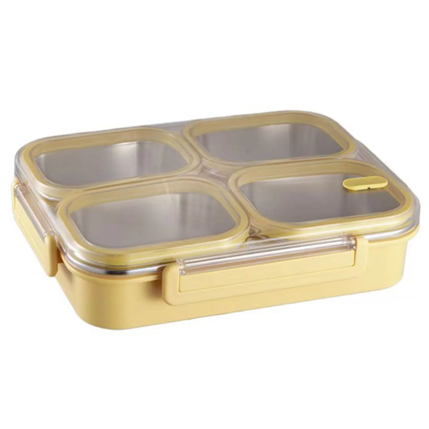 Stainless Steel Students Lunch Box With 3 Compartments Leakproof Bento Box With Soup Cup Condiment Cup For School Office Travel Peaceful Pleasures Health and Wellness Yellow As Shown