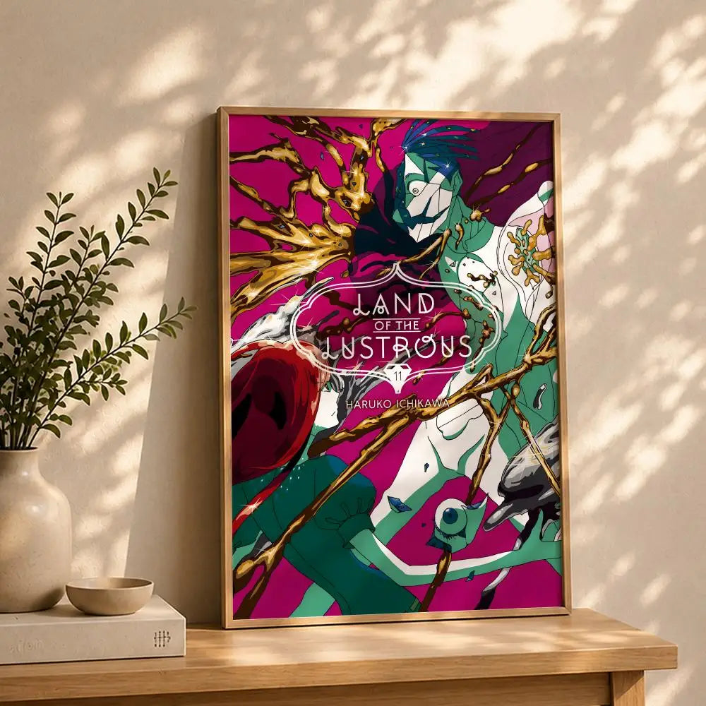 Land of the Lustrous Anime Poster – HD Self-Adhesive Wall Art Anime Wall Poster Peaceful Pleasures Health and Wellness White8 40X50cmNoframe