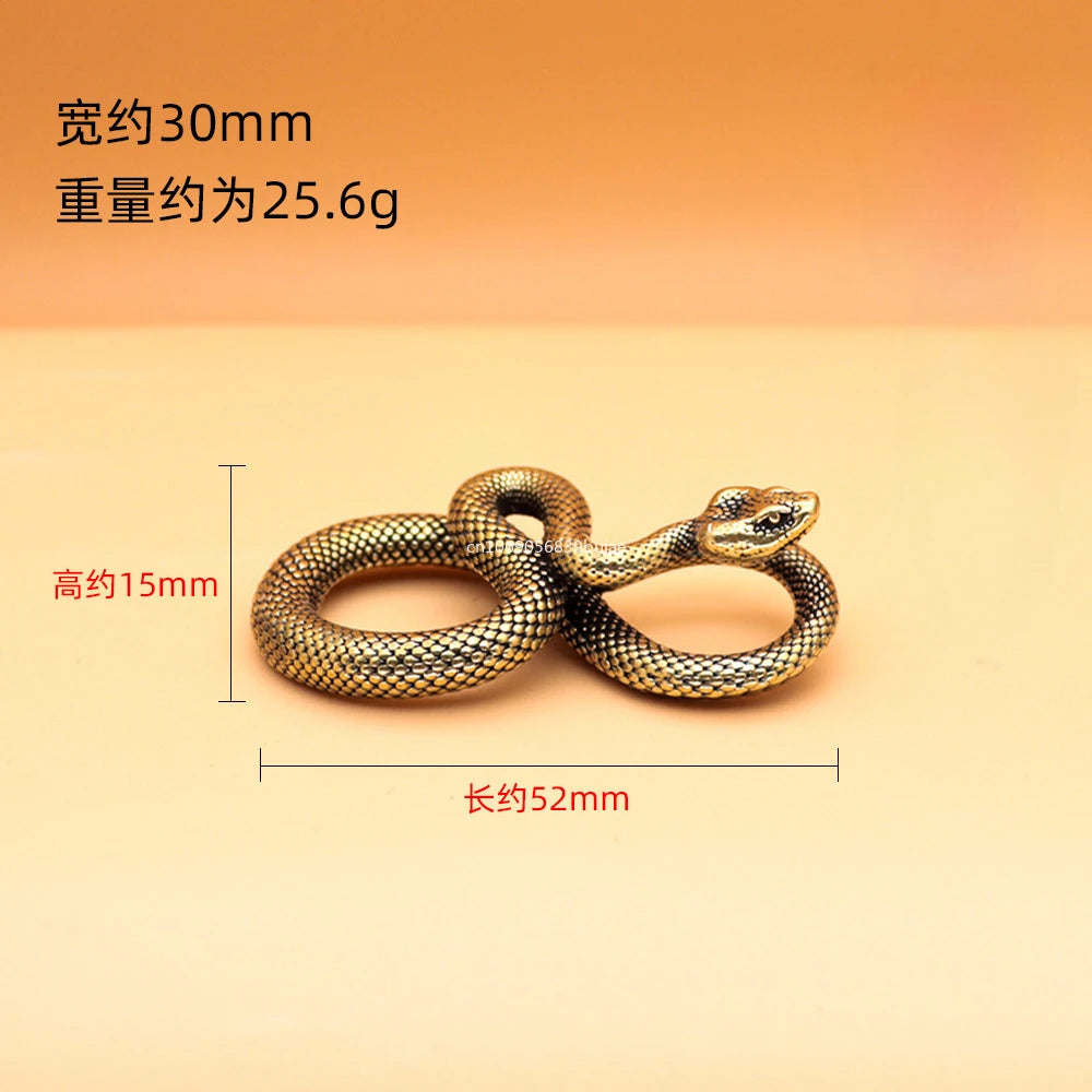 Copper Brass Mini Snake Antique Bronze Decor Figurines for Interior Decoration Desktop Ornament Pure Copper Miniatures Statue Peaceful Pleasures Health and Wellness