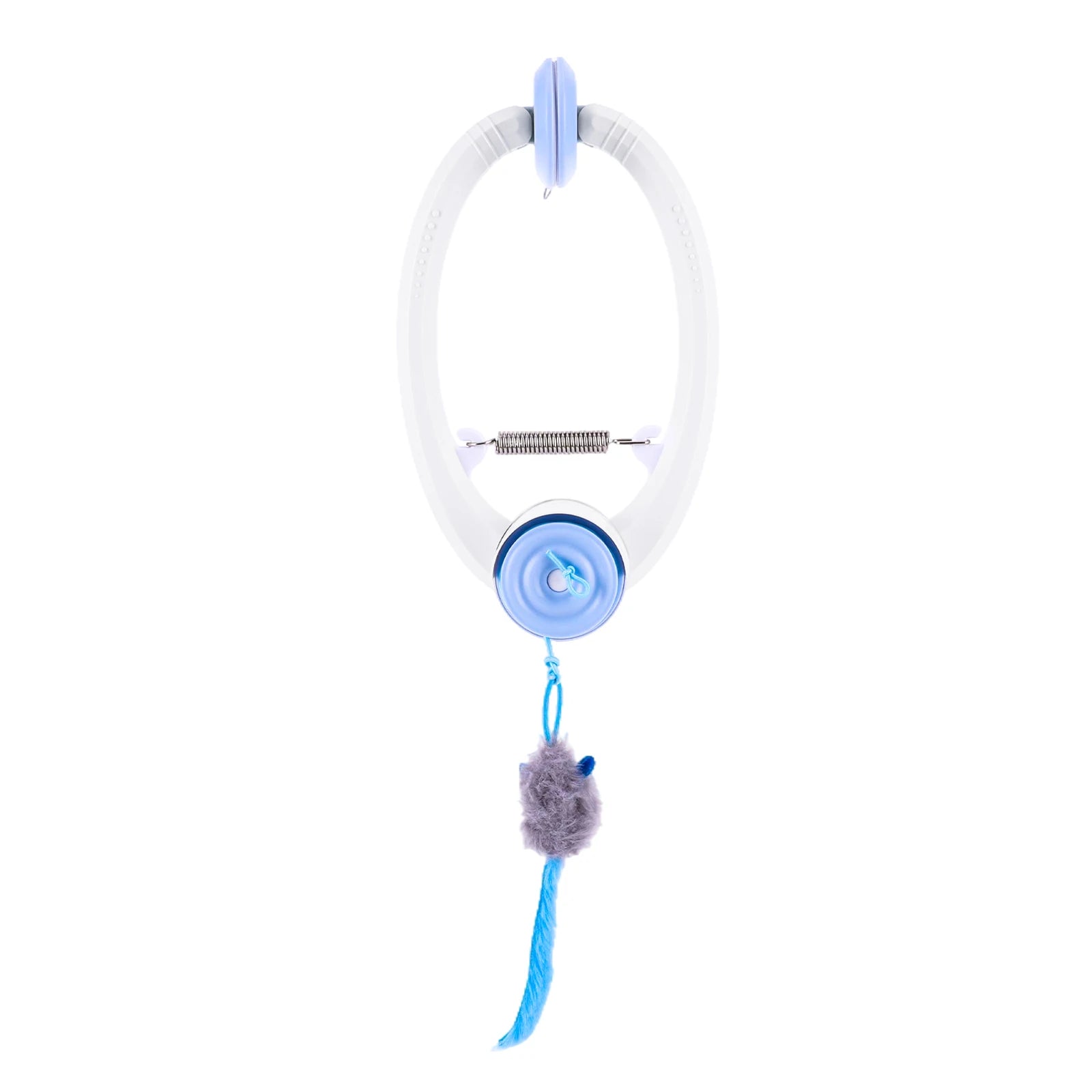 Interactive Cat Teaser Retractable Toys with 3 Catnip Mice Independent Play Hanging Door Cat Toys for Indoor Cats Peaceful Pleasures Health and Wellness WHITE
