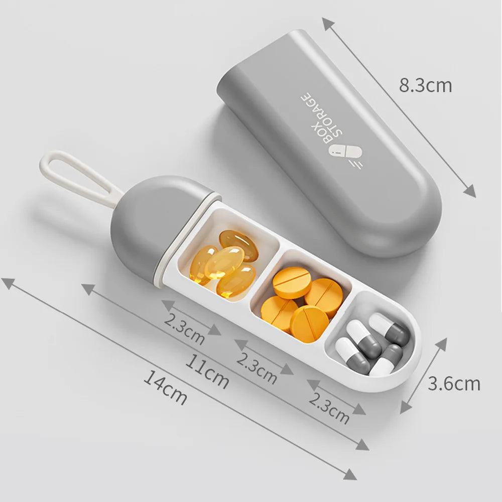 Portable Colorful 3 Spaces Medicine Case Health Care Container Case Pill Box Splitters Travel Pill Box Tiny Box Easy to Carry Peaceful Pleasures Health and Wellness