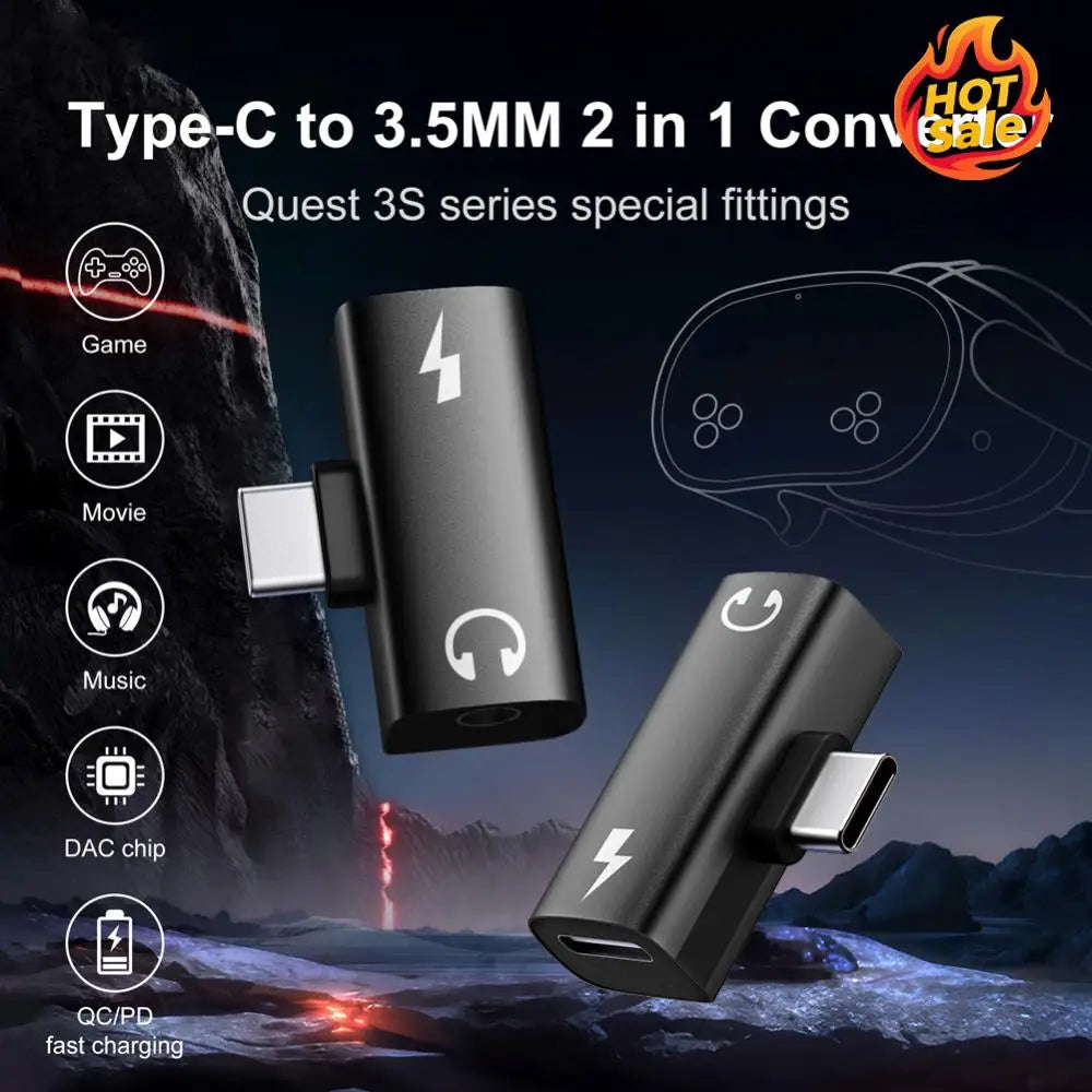 2-in-1 USB-C to 3.5mm Audio & PD 30W Charging Adapter Splitter