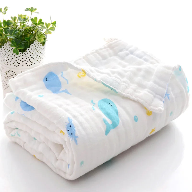 Baby Cotton Bath Towel 4-Layer Gauze Swaddle Blanket Newborn