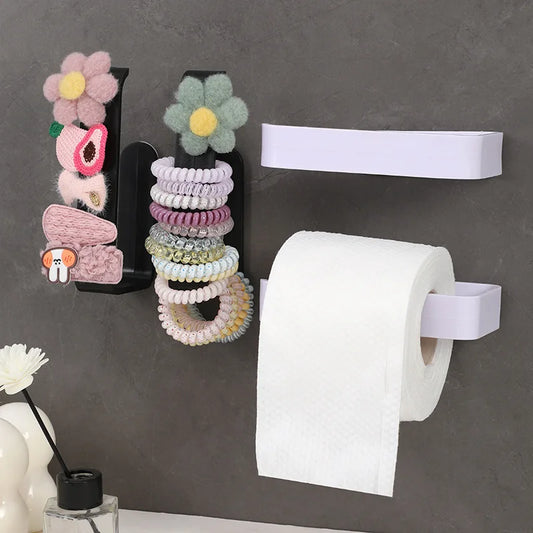 Self-Adhesive Black Toilet Paper Holder – No-Drill Wall Mount