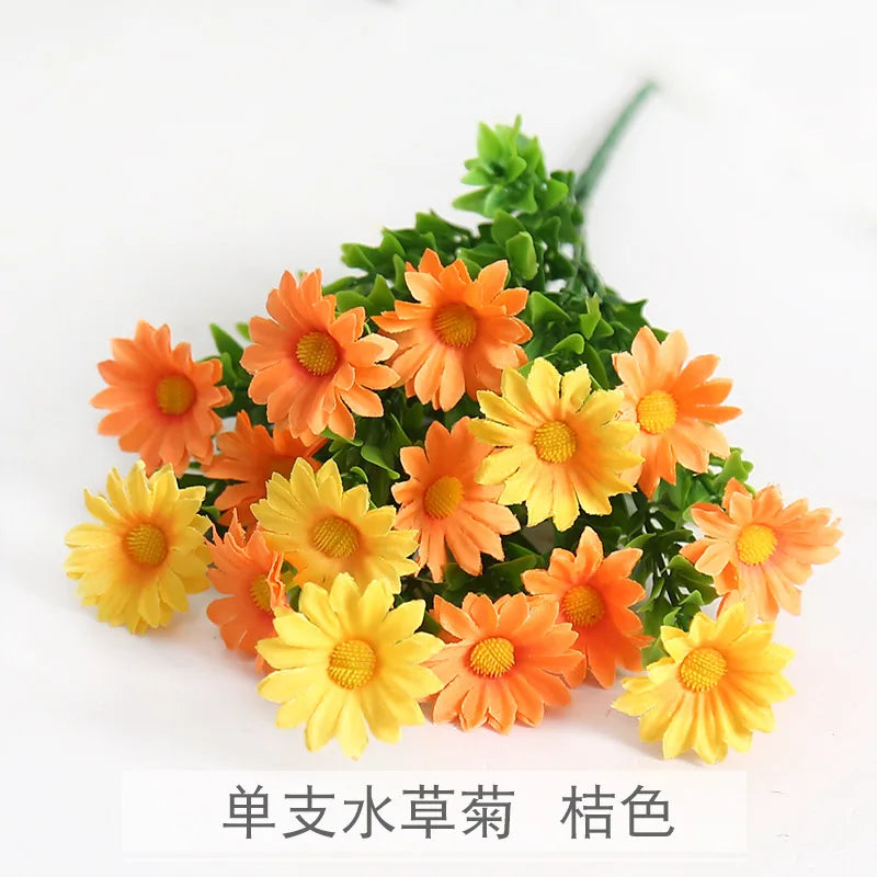 15-Head Faux Silk Daisy Bouquet | Wedding & Home Decor
