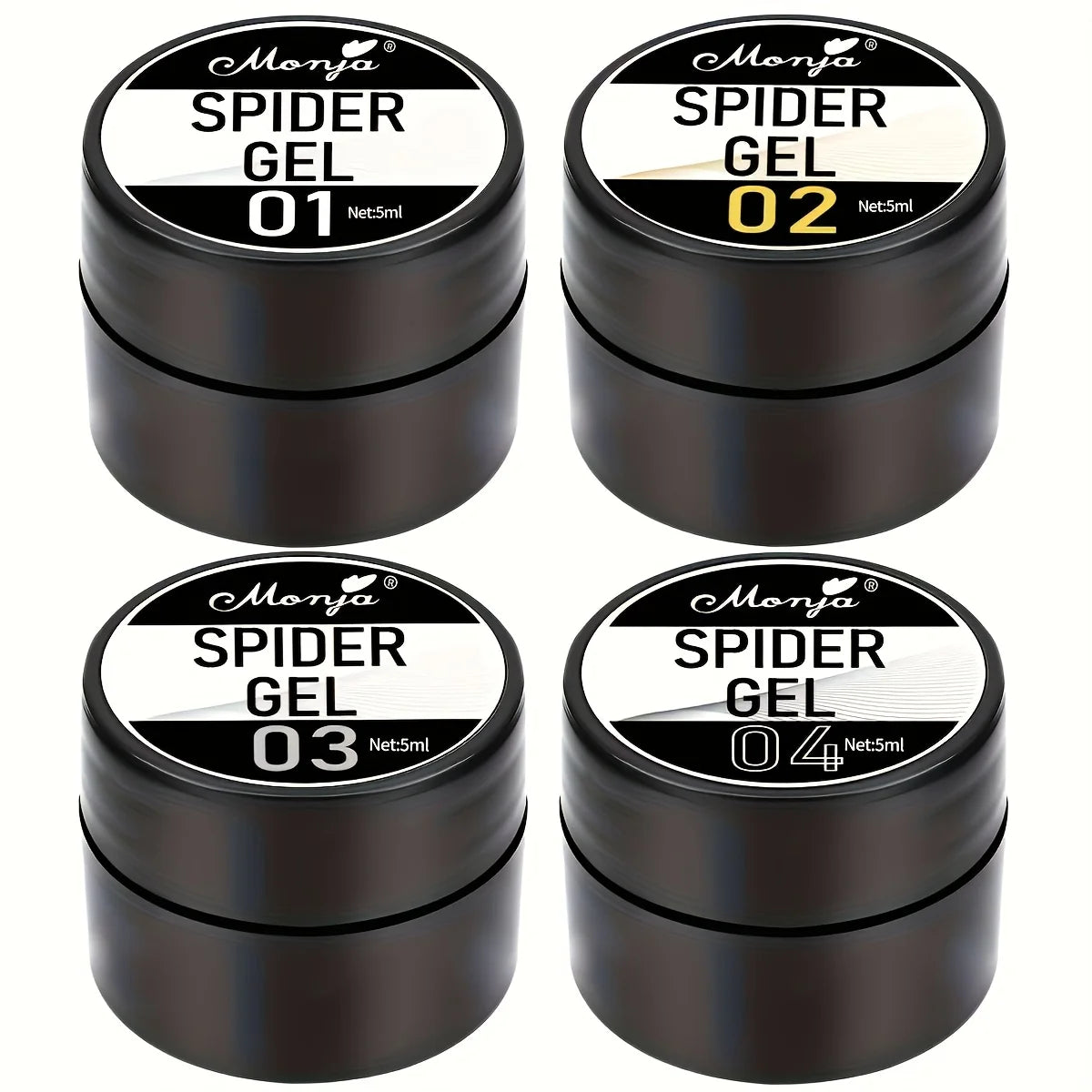 Nail Art Elastic Gel Polish for Carving and Painting Designs, 4 Colors Peaceful Pleasures Health and Wellness 4Pcs