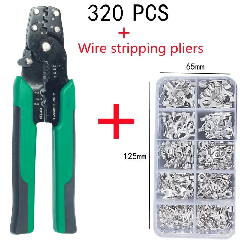 4-in-1 Crimping Pliers | Wire Stripper Cutter & Terminal Kit Peaceful Pleasures Health and Wellness 320pcs and Pliers