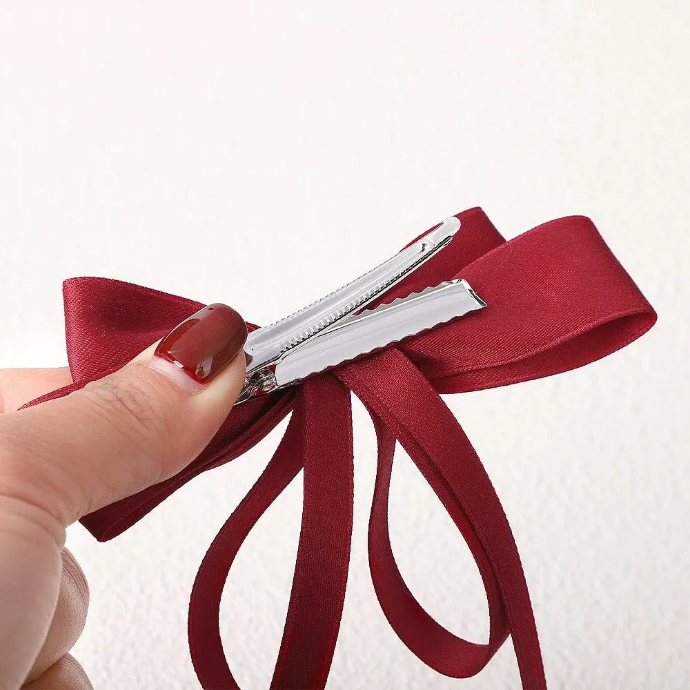 Korean Fashion Fabric Hair Bow Hairpin Women Girls Ribbon Clips