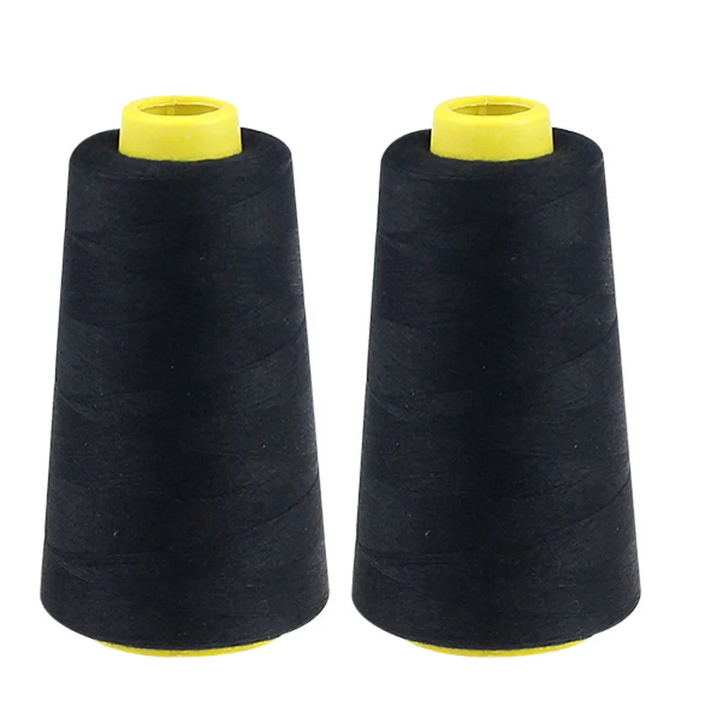 2-Pack Sewing Thread 2300 Yards Each – White & Black Polyester