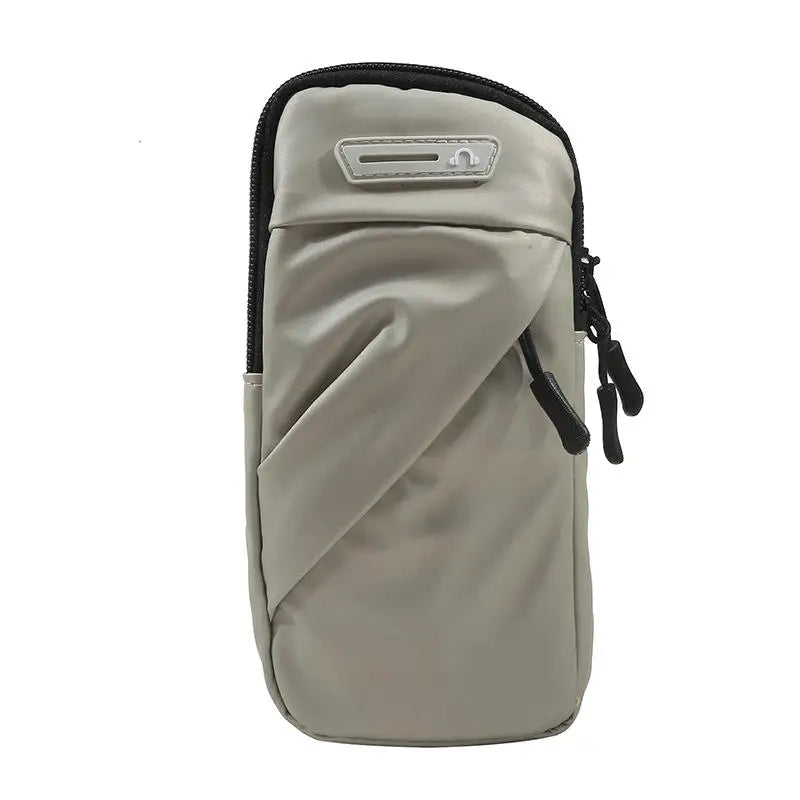 Running Phone Armband Bag Waterproof Sports Jogging Case Cover for Mobile Phone Multifunctional Arm Bag Peaceful Pleasures Health and Wellness Gray