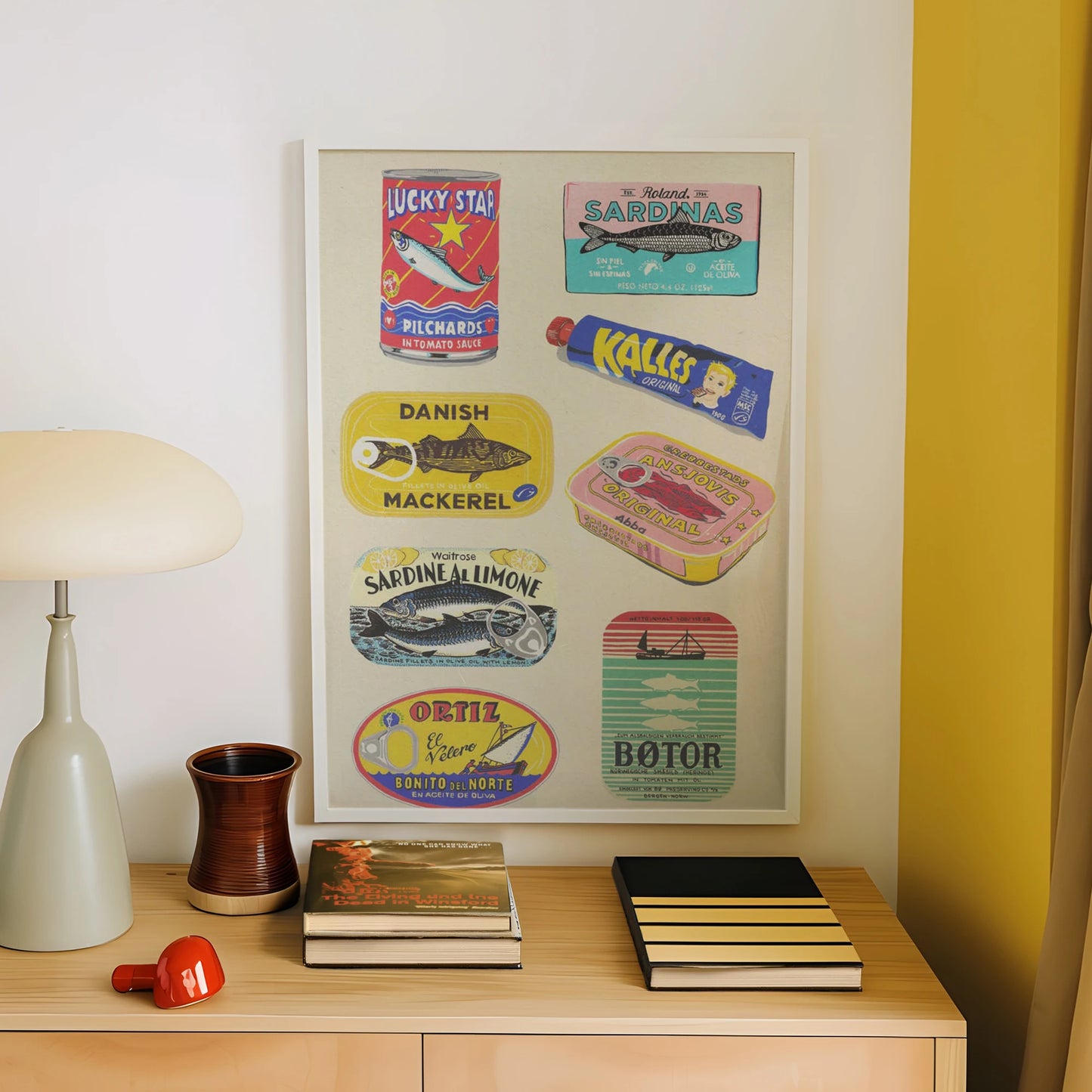 Minimalist Canned Fish Canvas Wall Art Print | Home Decor