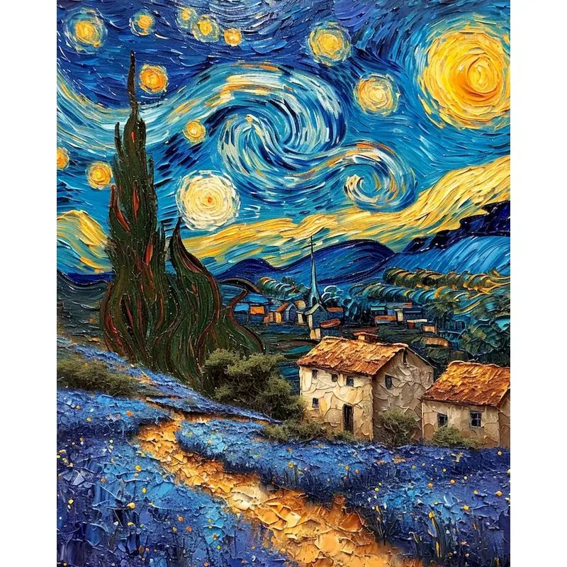Van Gogh Sky Paint by Numbers Kit | 60x75cm Canvas Art Paint by Numbers Kit Peaceful Pleasures Health and Wellness 9961245 40x50cm Unframed