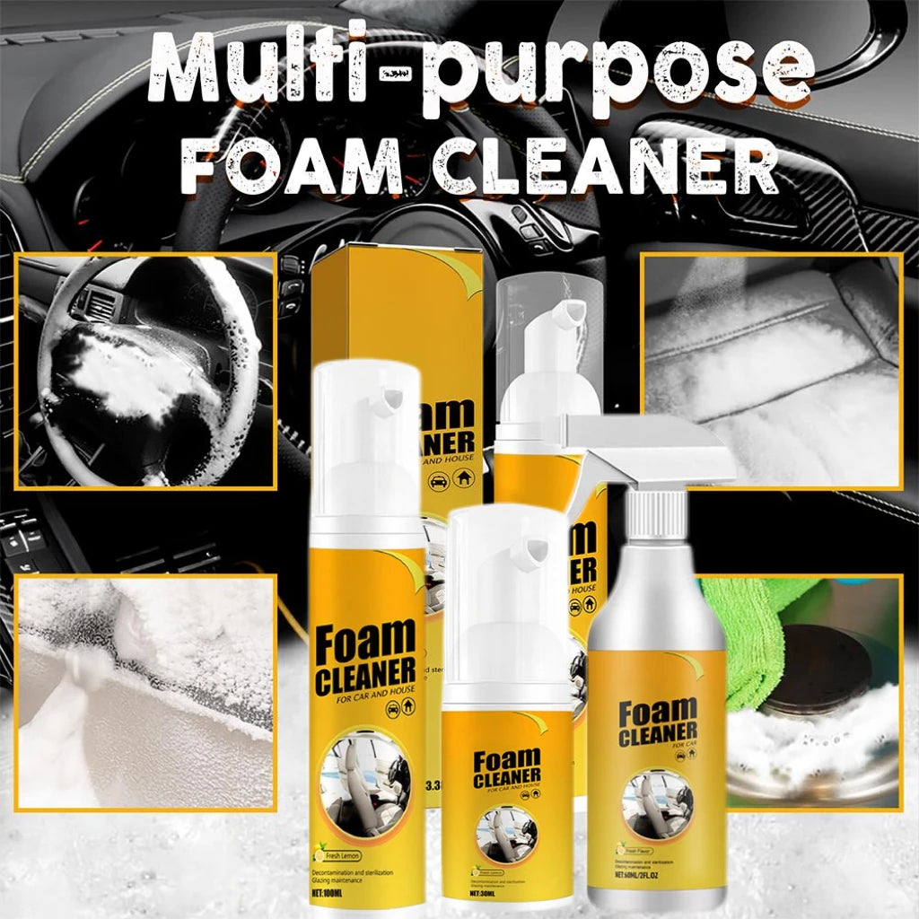 Car Interiors Leather Seats Shoes Multipurpose Foam Cleaner Fresh Lemon Scent Car Steering Wheel Decontamination Cleaning Spray Peaceful Pleasures Health and Wellness