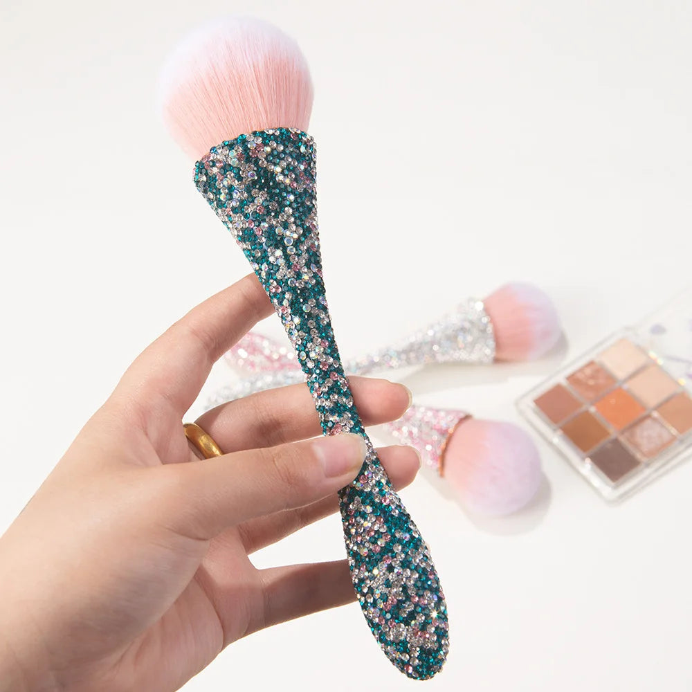 Professionals Nails Art Brush Luxurious Glitter Handle Nail Brush Dust Cleaning Make Up Brush Manicure Accessories Tools Peaceful Pleasures Health and Wellness Sapphire Blue