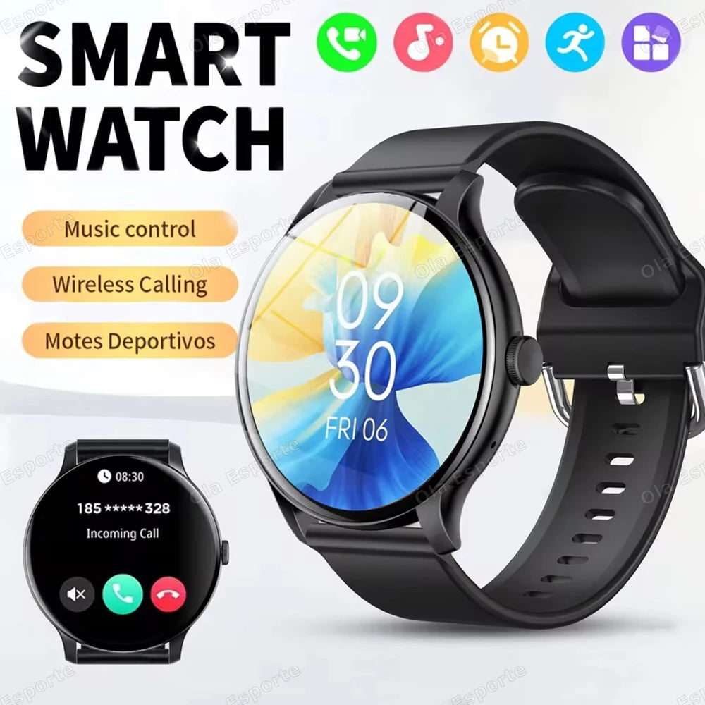 Smart Watch Women Men Full Touch Screen Bluetooth Call Smartwatch Waterproof Sports Fitness Tracker Watches for Android iOS New Peaceful Pleasures Health and Wellness Black