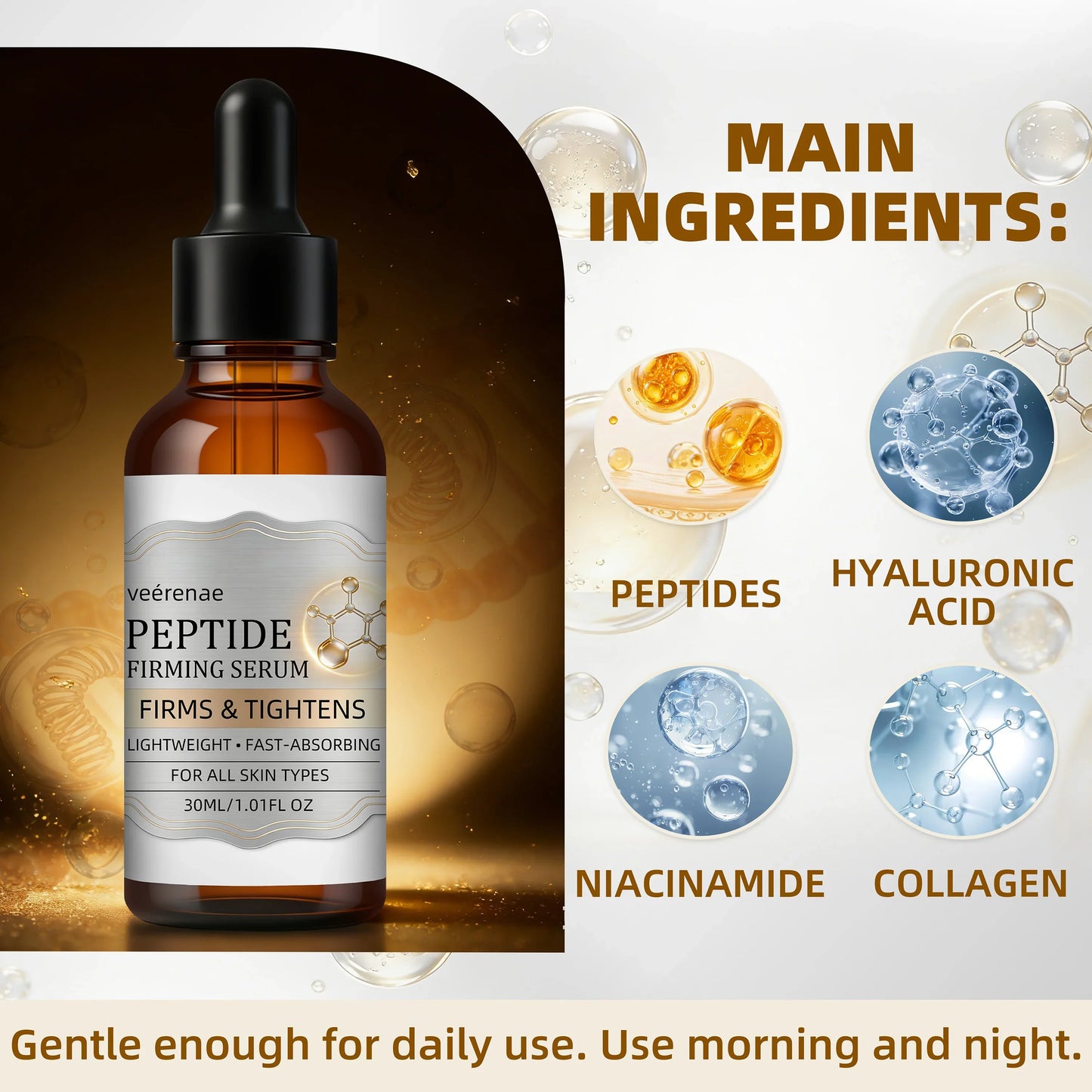 veérenae Peptide Firming Serum – Hydrating Face & Neck Essence