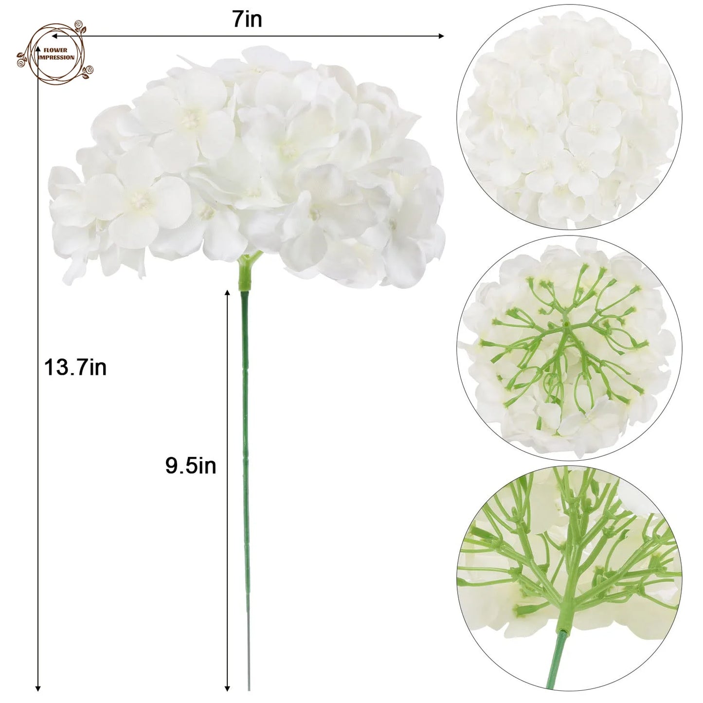 10pcs Silk Artificial Hydrangea Flowers with Stems | Wedding Decor