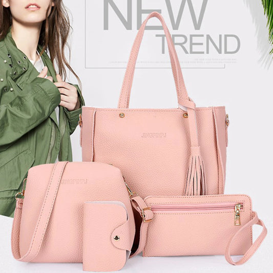 4pcs/set Women Elegant Tote Bags Heavy Duty Multiple Colors Available Bag for Eyeglasses Phones Cosmetics Peaceful Pleasures Health and Wellness