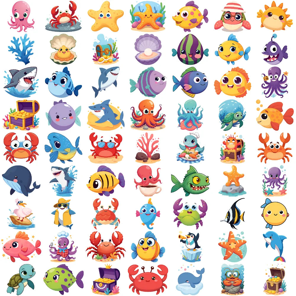 63pc Sea Creatures Temporary Tattoo Stickers – Waterproof 3D