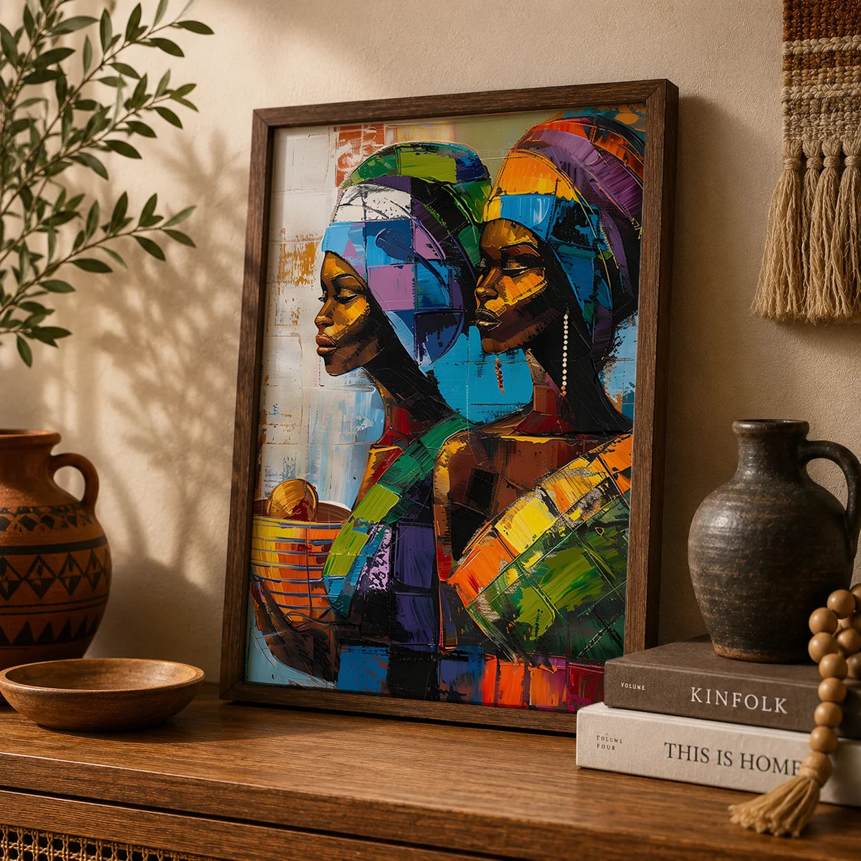 Abstract Tribal Female Canvas Wall Art | Western Boho Décor Canvas Wall Art Peaceful Pleasures Health and Wellness