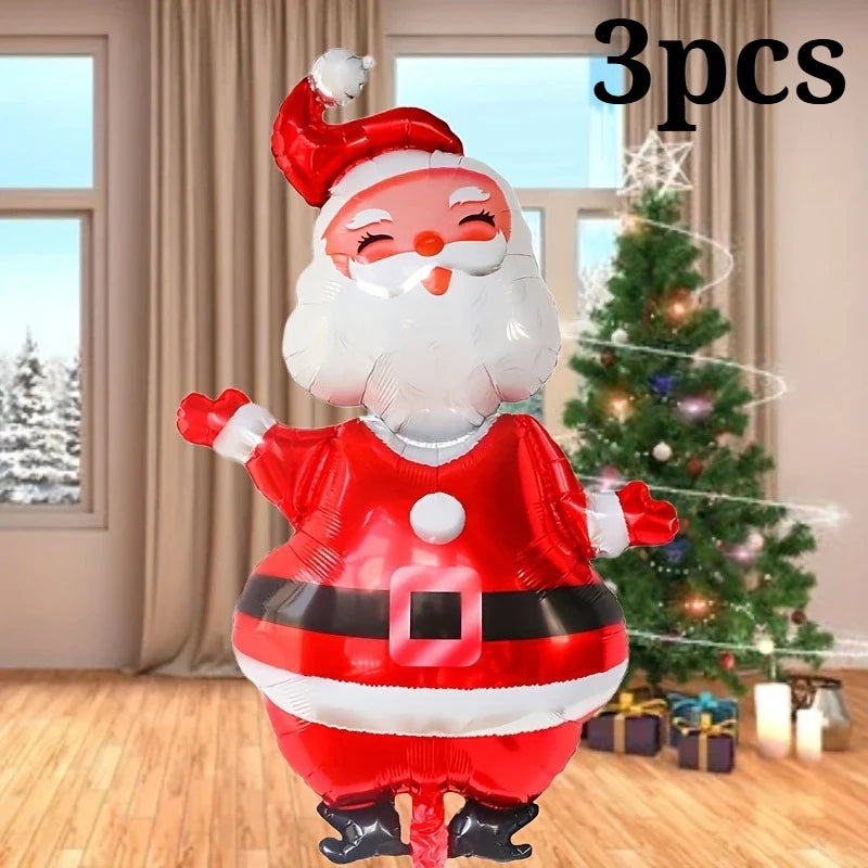 3-Pack Christmas Foil Balloons – Santa & Snowman Party Decor