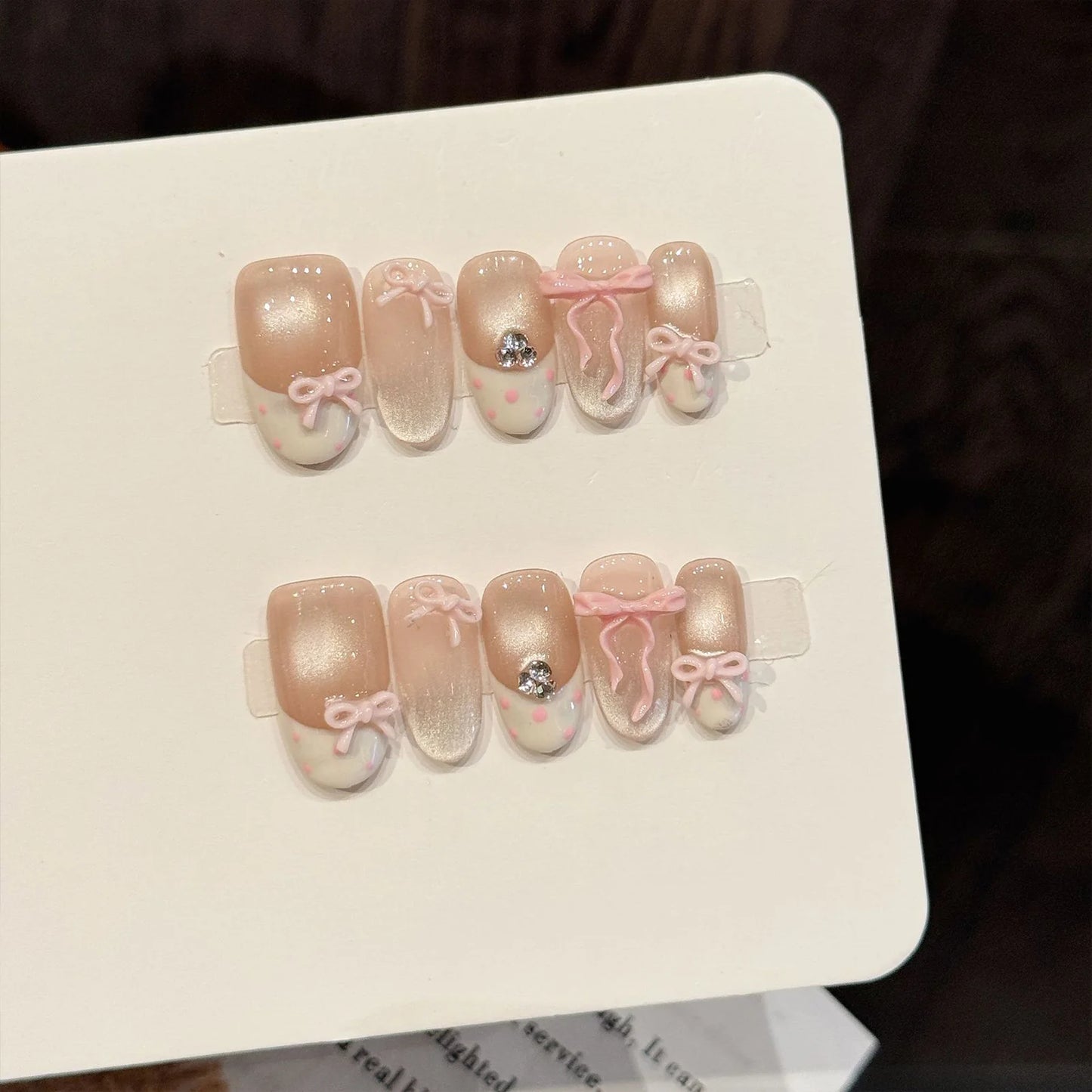 Handmade Press on Nails with Cute Bear Paw Design Light Blue Fake Nails Full Cover Wearable Sweet Korean Almond False Nail Tips Peaceful Pleasures Health and Wellness M