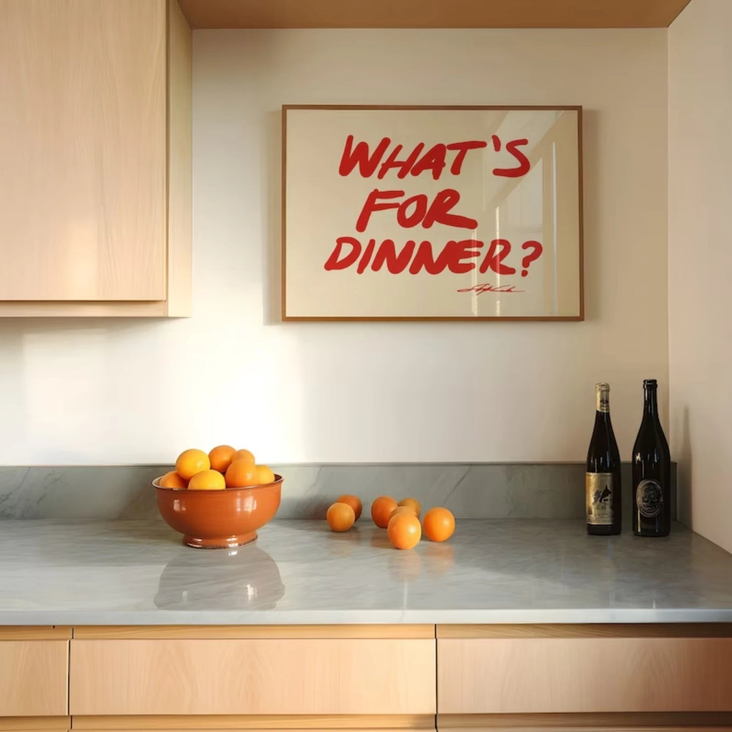 Red "What's For Dinner" Kitchen Canvas Wall Art Print