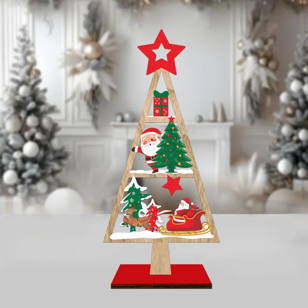 Wooden Christmas Tree Desktop Ornament | Holiday Decor Gift