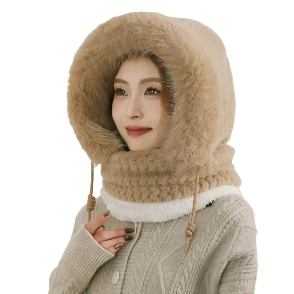 Winter Plush Hood Hat with Scarf & Ear Cover – Windproof