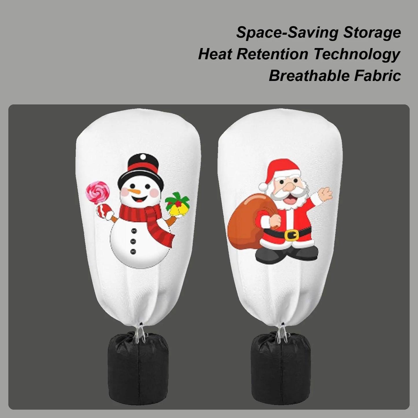 Christmas Print Plant Freeze Protection Cover | Zipper & Drawstring