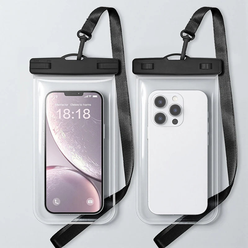 phone armbands and pouches waterproof phone pack diving phone case waterproof mobile phone bag transparent pouch for swimming Peaceful Pleasures Health and Wellness Black(7.5 inch)