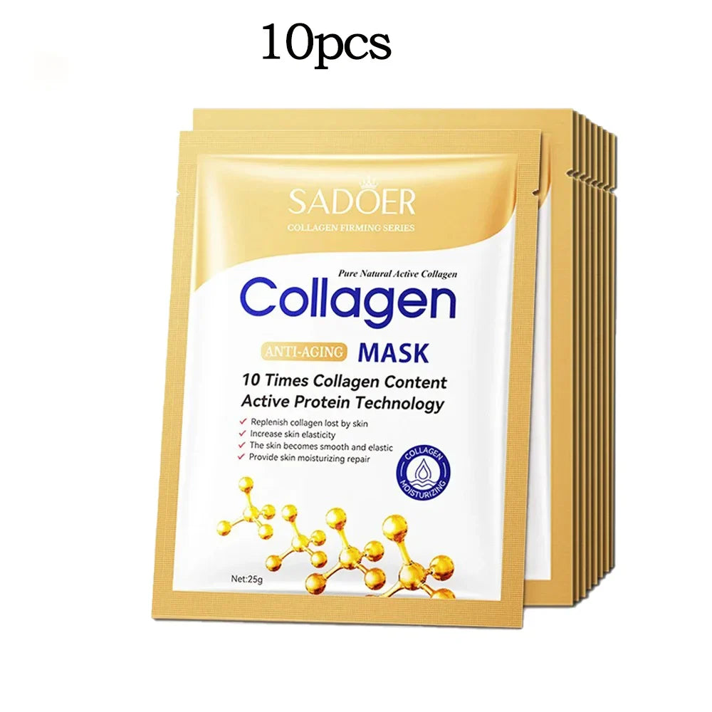 SADOER Collagen Sheet Mask – Hydrating & Firming | 5/10 Pcs