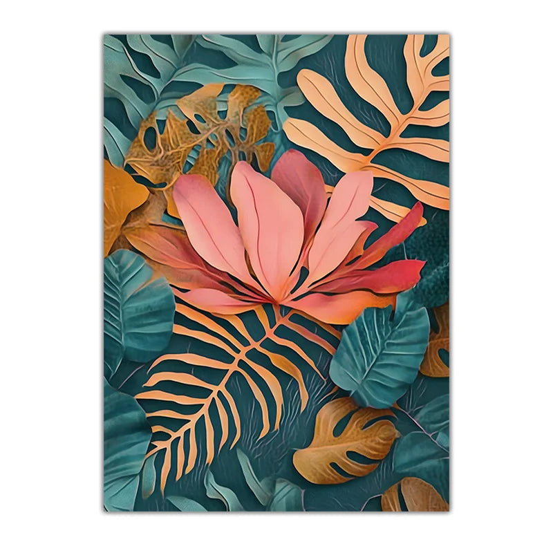 Boho Tropical Botanical Canvas Wall Art | Jungle Leaf Print Botanical Canvas Print Peaceful Pleasures Health and Wellness 06 40x50cm No Frame China Mainland