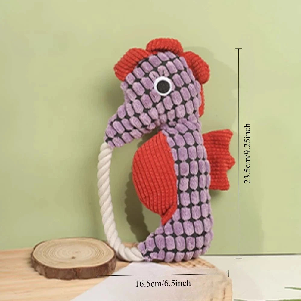 Seahorse Plush Squeaky Dog Toy Bite Resistant Rope Funny Puppy Chew Toy Pet Dog Accessories Peaceful Pleasures Health and Wellness Purple