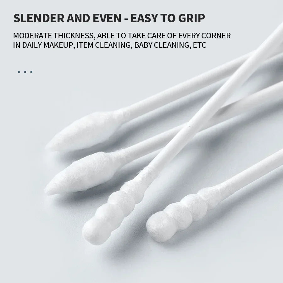200-Pack Double-Ended Cotton Swabs – Makeup & Personal Care