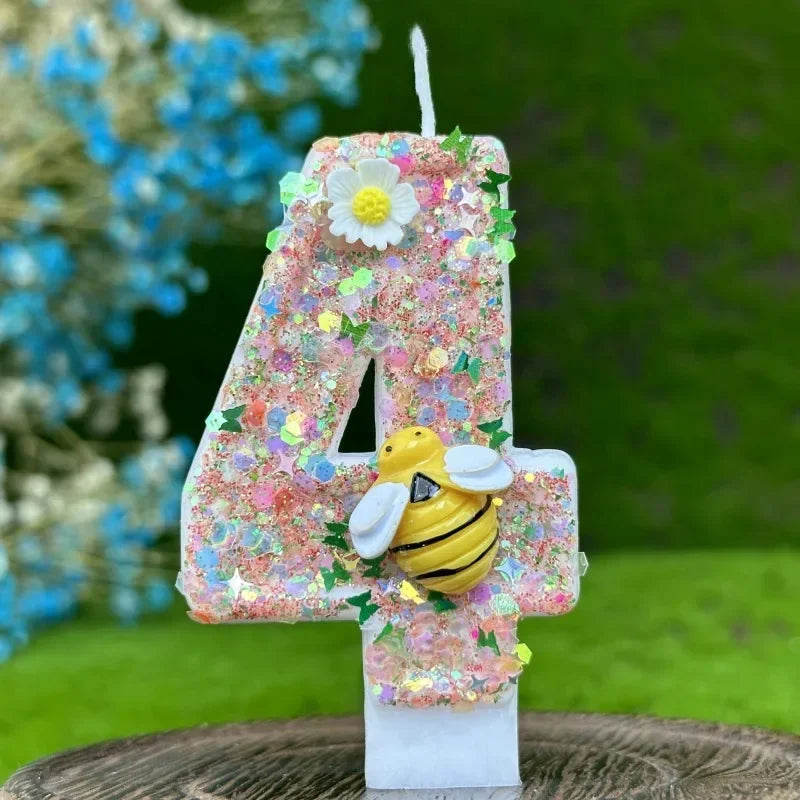 Party 0-9 Number Digital Birthday Candle Cake Decoration New Year's Eve Creative Bee and Wasp Decorative Candles Birthday Cake Peaceful Pleasures Health and Wellness 4