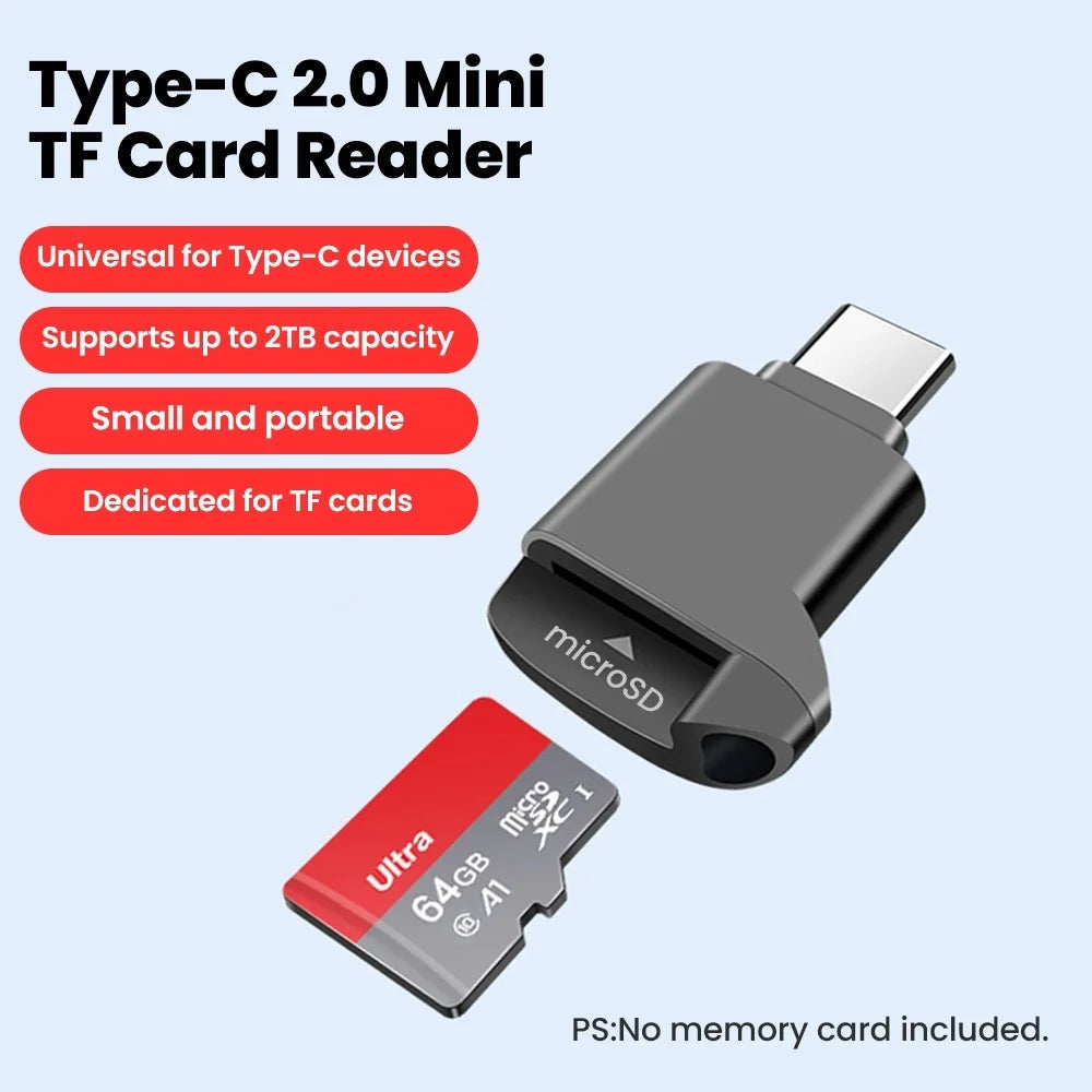 USB-C MicroSD TF Card Reader for iPhone 17/16/15 & Samsung