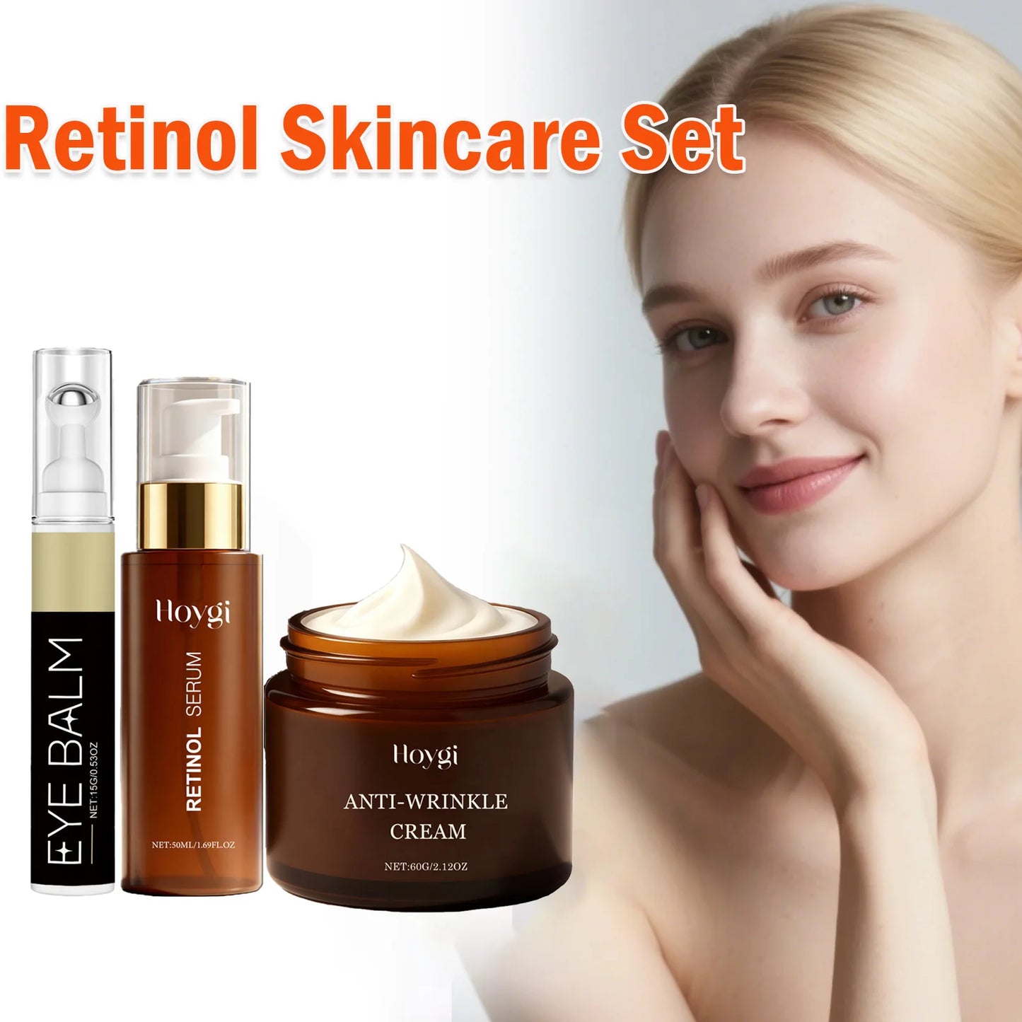 Retinol Skincare Set – Anti-Wrinkle Cream, Serum & Eye Balm