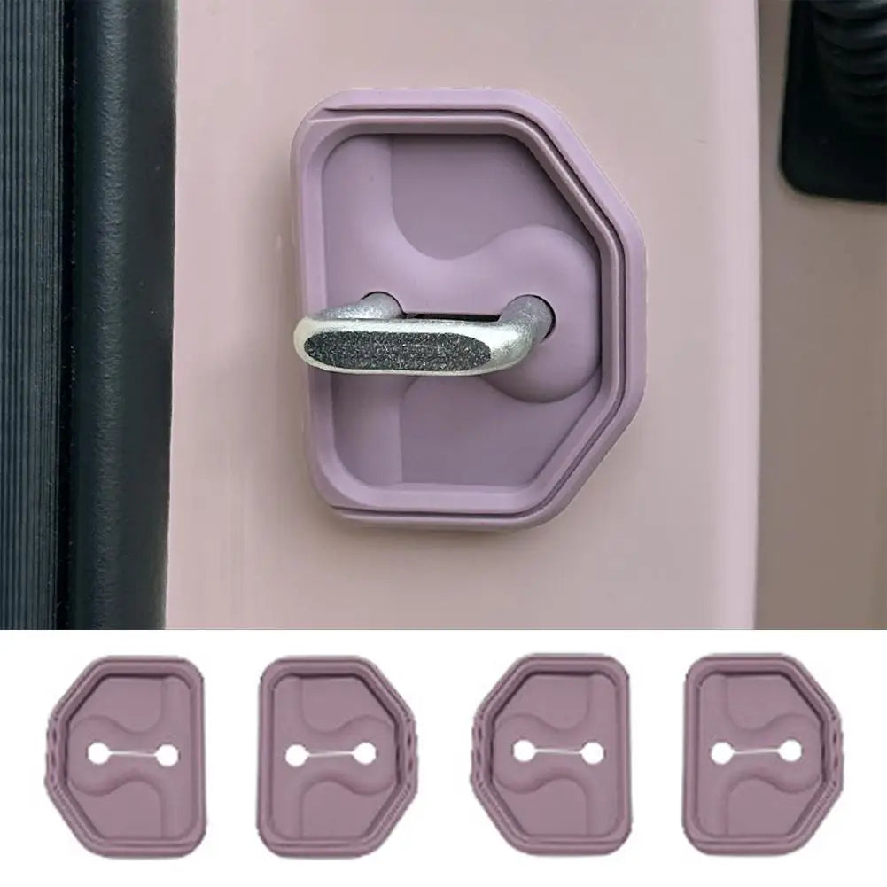4Pcs Silicone Car Door Lock Cover Pad Anti Vibration Shock Absorber Door Lock Buckle Protector Anti-Collision Soundproof Damper Peaceful Pleasures Health and Wellness C